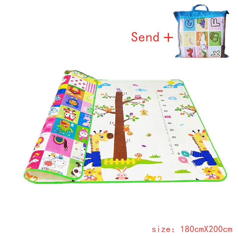 Tapis de jeu rampant bébé 1.5*1.8 mètre tapis de montée Double face fruits lettres Animal pliable bébé jouets tapis de jeu enfants tapis bébé jeu