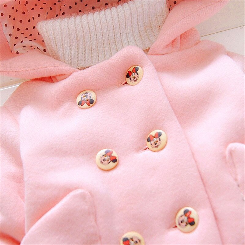 Infantile bébé filles décontracté épaississement laine manteaux pour enfants à capuche chemise bow poche vêtements d'extérieur pour fille vestes vêtements