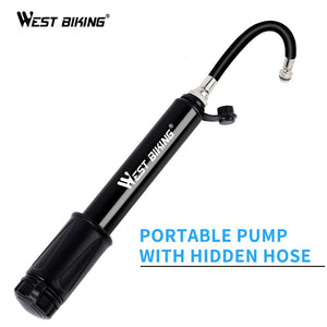WEST BIKING Bicycle Pump Mini Portable MTB Road Bike Pump Cycling Inflator Presta Schrader Valve Hose Pumps Bicycle Accessories