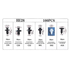 6 Size 100pcs Auto Fastener Car Clips Mixed Body Push Retainer Pin Rivet Bumper Door Trim Panel Retainer Fastener Kit