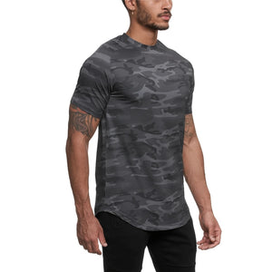 2020 camouflage Sport chemise hommes à manches courtes entraînement gymnase t-shirt hommes Compression coupe mince course t-shirt hommes Fitness hauts Sport t-shirt