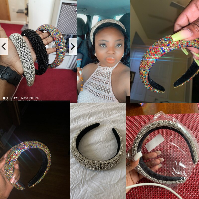 CN Baroque Full Crystal Hair Bands For Women Luxury Padded Diamond Headband Hair Hoop Christmas Gifts Christmas Hair Accessories