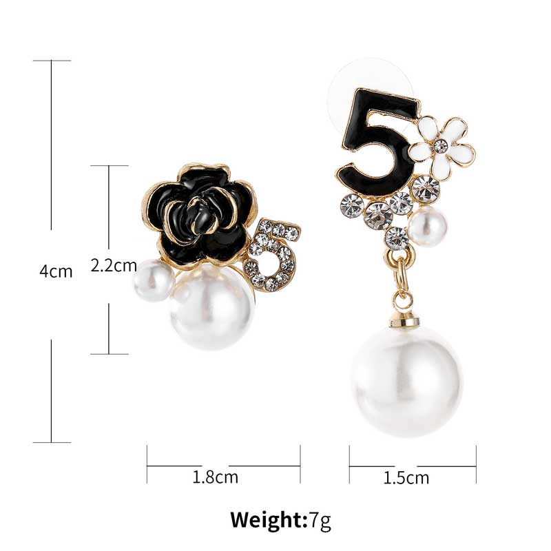 Fashion Full Rhinestone Letter Earrings Flower Pearl Party Earring For Woman Gift