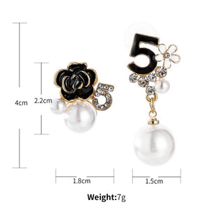 Fashion Full Rhinestone Letter Earrings Flower Pearl Party Earring For Woman Gift