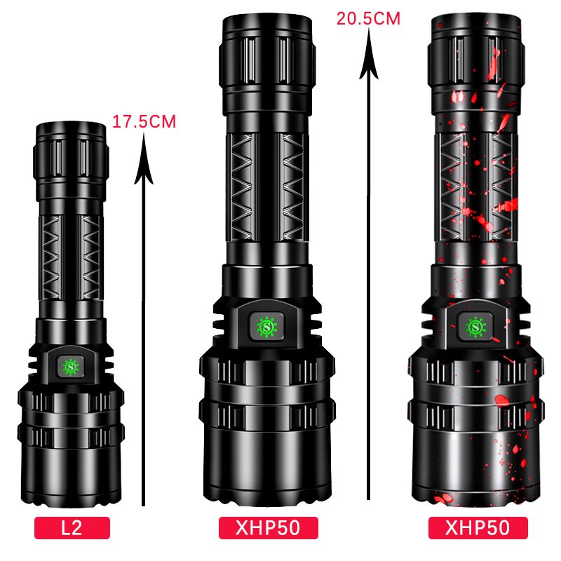 Powerful Flashlight High Power Rechargeable LED Lamp Self Defense Shocker Lantern Bike Light Tactical Torch By 18650 Battery