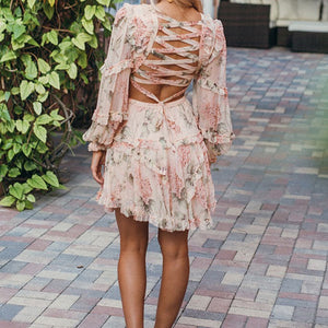 Paris Girl Summer Beach Mini Dress Woman Spaghetti Strap Cross Backless Sexy Deep V Print Bodycon Vestidos Fashion Short Dress