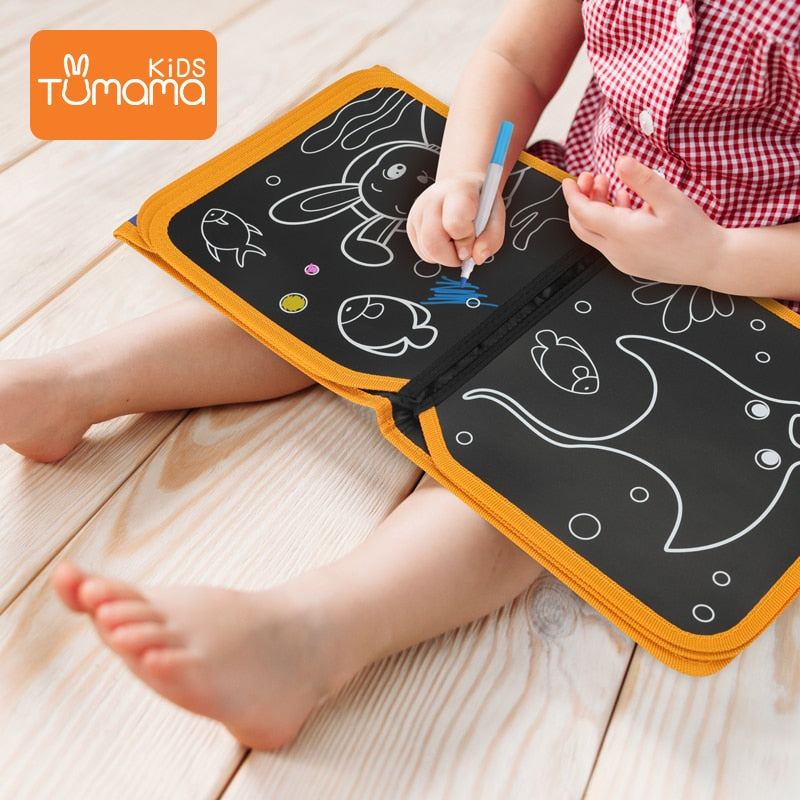Tumama Drawing Board Book Animal Coloring Book DIY Blackboard Painting with Felt-tip Pens Kids Toys Birthday Gift libro pizarra