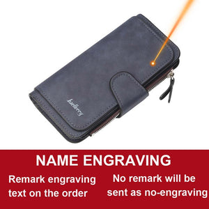 2020 Women Wallets Name Engrave Fashion Long Leather Top Quality Card Holder Classic Female Purse Zipper Wallet For Women