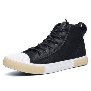 2020 Brand New Hight-Top Mesh Boots Men Breathable Canvas Sneaker Shoes Spring Autumn Male Vulcanized Boots Black White 20107