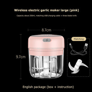 New USB Charge Wireless Electric Meat 3Level Grinder Food Chopper Mini Stainless Electric Kitchen Chopper Meat Grinder Shredder