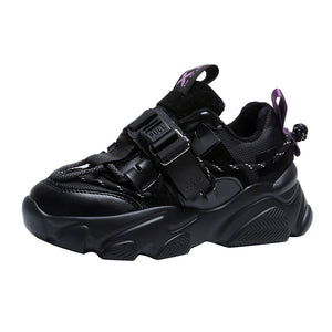 Times New Roman Women's Sneakers 2020 Autumn Fashion Buckle Platform Sneaker Walking Shoes Woman Casual Shoes Plus Size 41 42