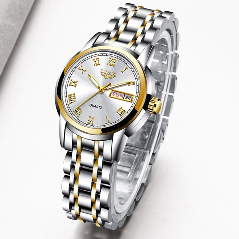 LIGE 2020 New Gold Watch Women Watches Ladies Creative Steel Women's Bracelet Watches Female Waterproof Clock Relogio Feminino