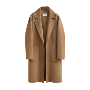 2020 Winter Coats Women Suit Collar Buttons Pockets Thick Woolen Coats Casual Loose Solid Long Sleeve Keep Warm Outwears Female