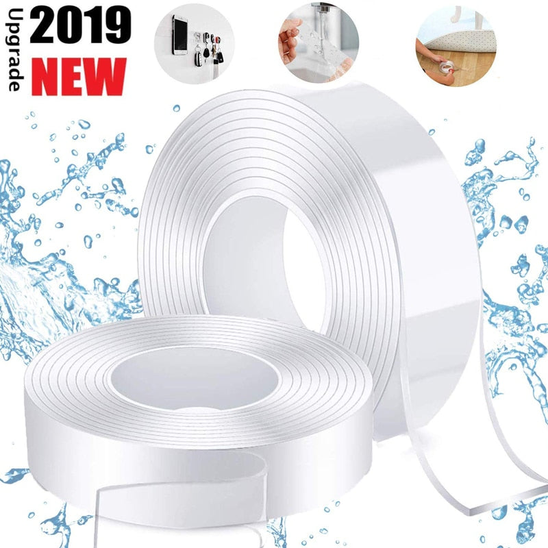 Adhésif Nano Double face réutilisable 1/2/3/5m | Bande sans trace, autocollants amovibles, disques à boucles adhésives lavables, Gadget de colle à nouer