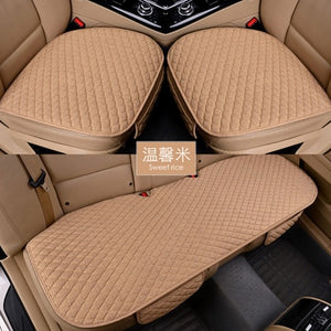 Flax Car Seat Cover Four Seasons Front Rear Linen Fabric Cushion Breathable Protector Mat Pad Auto accessories Universal Size
