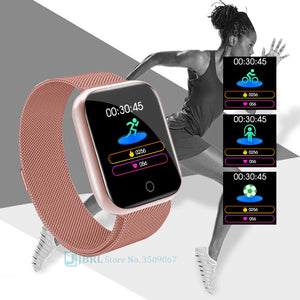 Fashion Stainless Steel Smart Watch Women Men Electronics Sport Wrist Watch For Android IOS Square Smartwatch Smart Clock Hours
