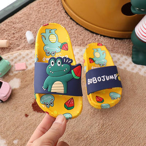 Kids Slippers For Boy Girl Slippers Pvc Soft Bottom Non-slip Beach Sandals Children Summer Lovely Kids Home Bathroom Flip Flops