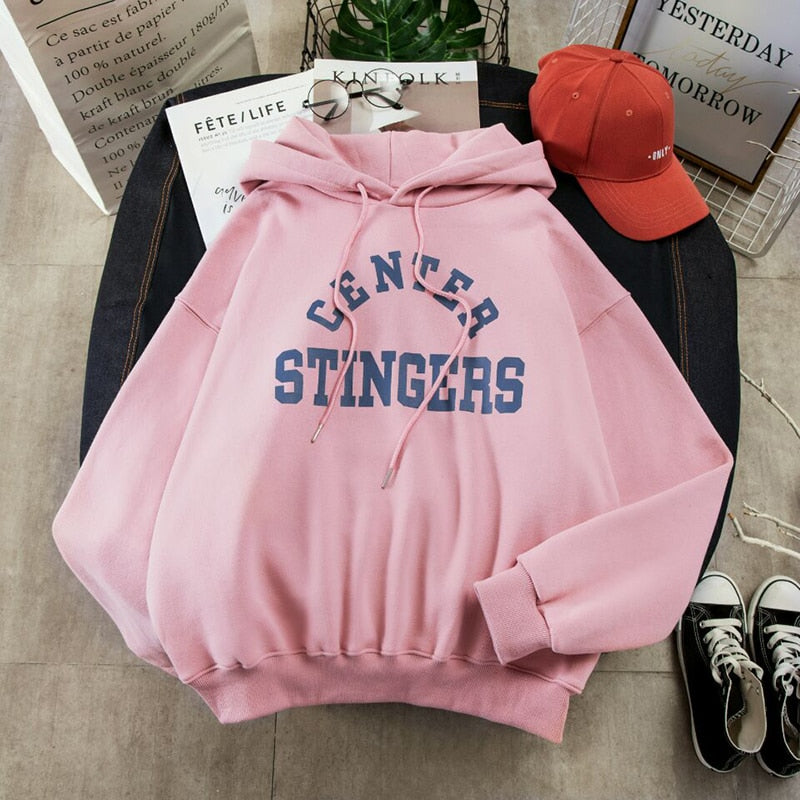 Women Leisure Letter Printed Hoodies Harajuku Sweatshirt Kawaii Korean Style Oversized Women Hoodies Winter Plus Size Female Pul