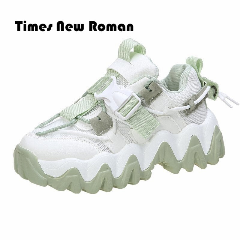 Times New Roman Women's Sneakers 2020 Autumn Fashion Buckle Platform Sneaker Walking Shoes Woman Casual Shoes Plus Size 41 42
