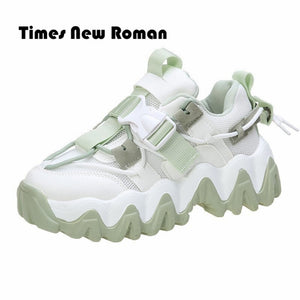 Times New Roman Women's Sneakers 2020 Autumn Fashion Buckle Platform Sneaker Walking Shoes Woman Casual Shoes Plus Size 41 42