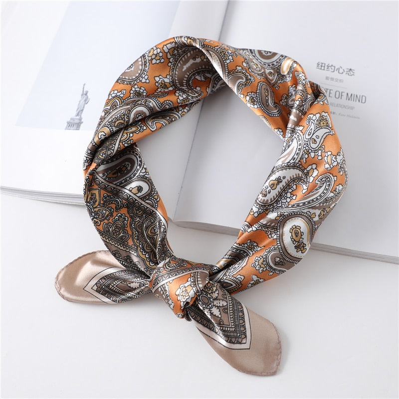 Women Square Silk Scarf Chiffon Satin Lady Hair Neck Foulard  Scarves Shawl Wrap Female Bandana Head Kerchief Hijab Headband