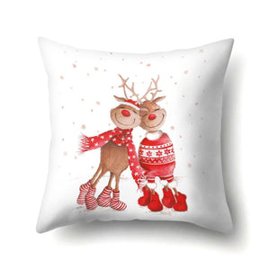 Elk Deer Santa Claus Snowman Christmas Cushion Cover Throw Pillow Xmas New Year Decor Home Decoration Polyester Pillowcase 40543