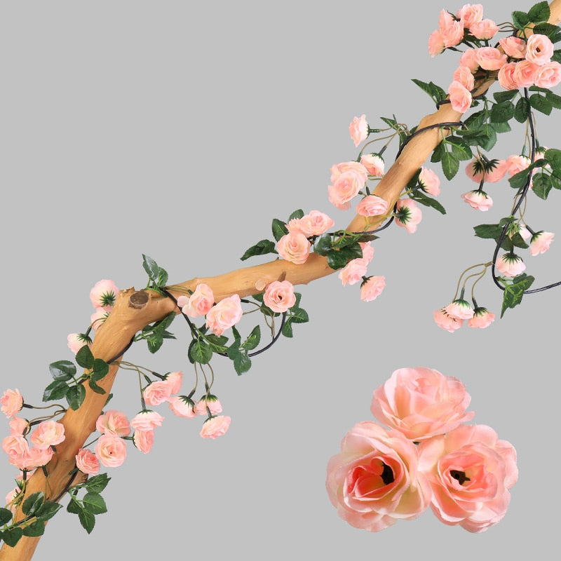 Artificial Flowers Rose 230cm length 16 to 69 flower Flowers for A Wedding Arch Flowers Garland Romantic Rose In Glass Dome