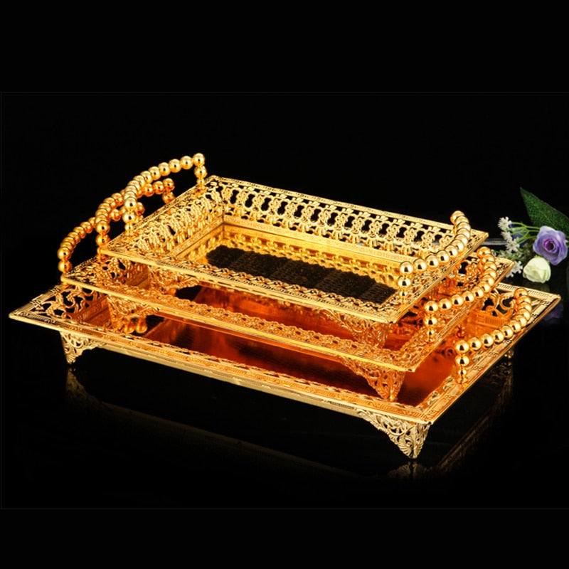 IMUWEN Storage Tray Fruit Plate Jewelry Display Metal Cake Stand Supplies Wedding Plates Party Tableware Home Table Decor