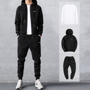 Sets Tracksuit Men Autumn Winter Hooded Sweatshirt Drawstring Outfit Sportswear 2020 Male Suit Pullover 4 Piece Set Casual