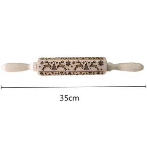 New Leaf Christmas Deer Wooden Rolling Pin Embossing Baking Cookies Noodle Biscuit Fondant Cake Dough Patterned Roller Snowflake