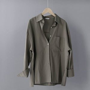 TITAME chemises Blouses femmes mode décontracté hauts femme col rabattu blanc ample à manches longues Blouse Ol Style chemise Simple haut