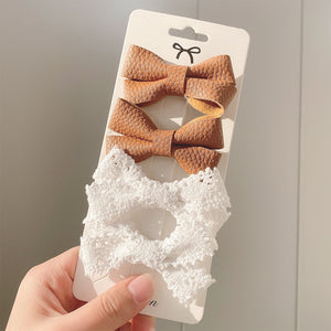 4PCS/SET 2021 New Girls Leopard Hairpins Kids Sweet Hair Clips Barrettes Lovely Hair Bows Children Cute Kids Hair Accessories