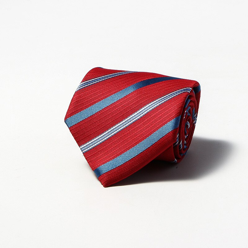 Luxury Fashion Striped Plaid Men's Tie Red Blue Grey Classic Neck Ties Leisure Business Wedding High Quality 8cm Silk Necktie