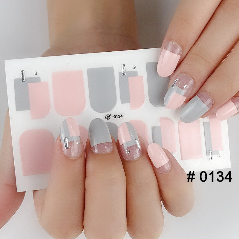 Fashion 31 Designs 3D Full Cover Nail Sticker Waterproof Self-adhesive Nail Art Manicure DIY Decoration Glitter Nail Wraps 2019