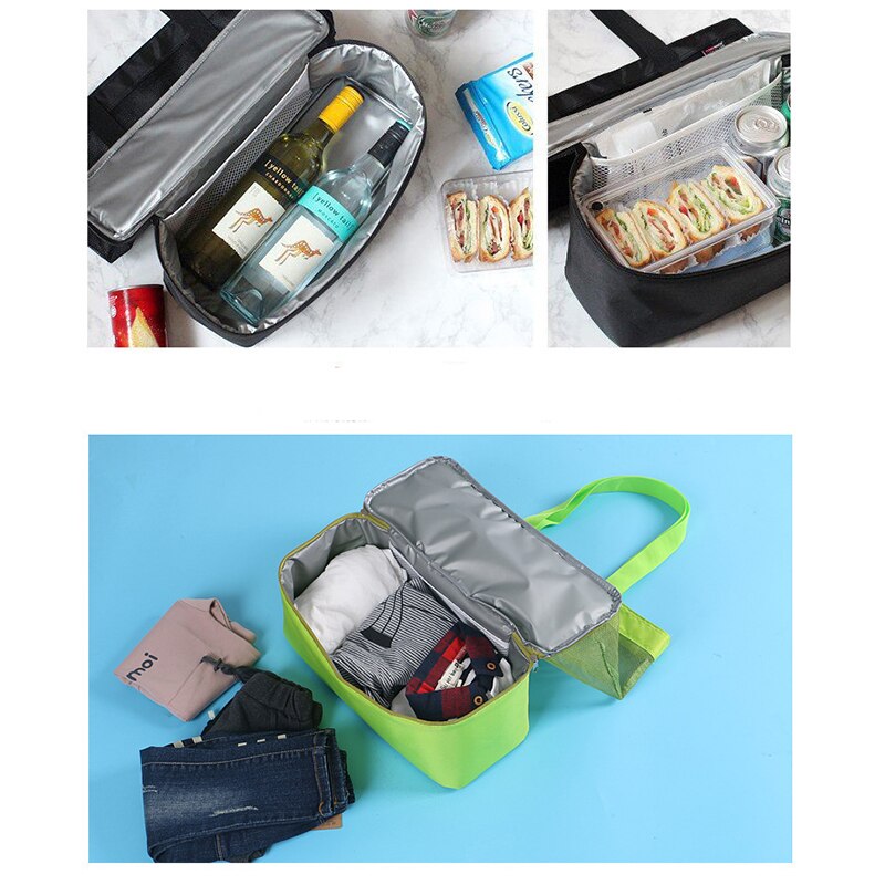 High Capacity Women Mesh Transparent Bag Double-layer Heat Preservation Large Picnic Beach Bags Tote Office Lunch Snacks Bag
