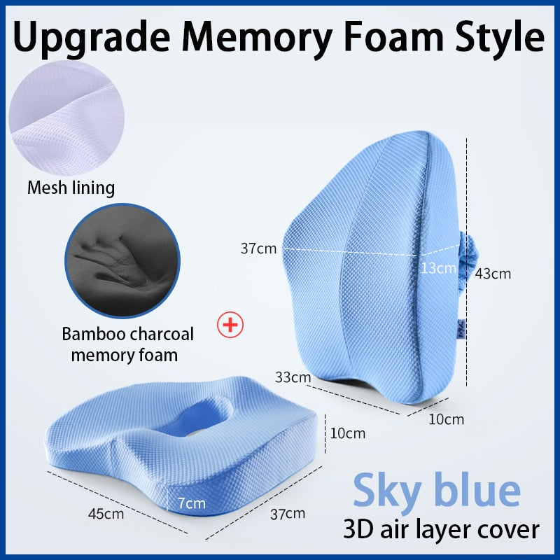 Memory Foam Seat Cushion Orthopedic Pillow Coccyx Office Chair Cushion Support Waist Back Cushion Car Seat Hip massage Pad Sets