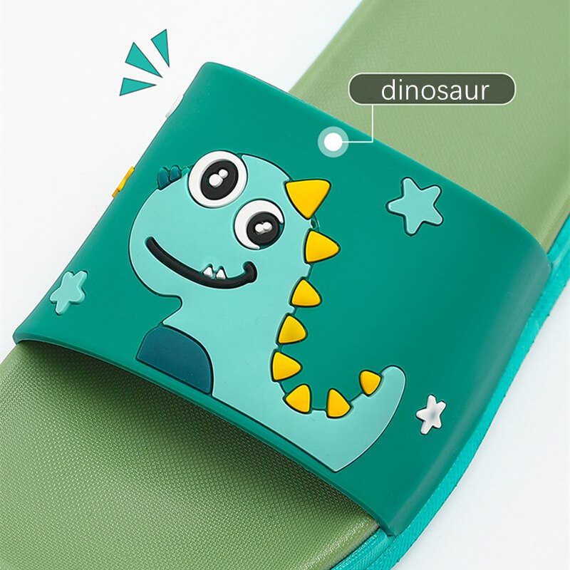 Cute Cartoon Dinosaur Designer House Women Slippers Summer Bathroom Non-slip PVC Slides Couples Shoes Indoor Girls Slippers
