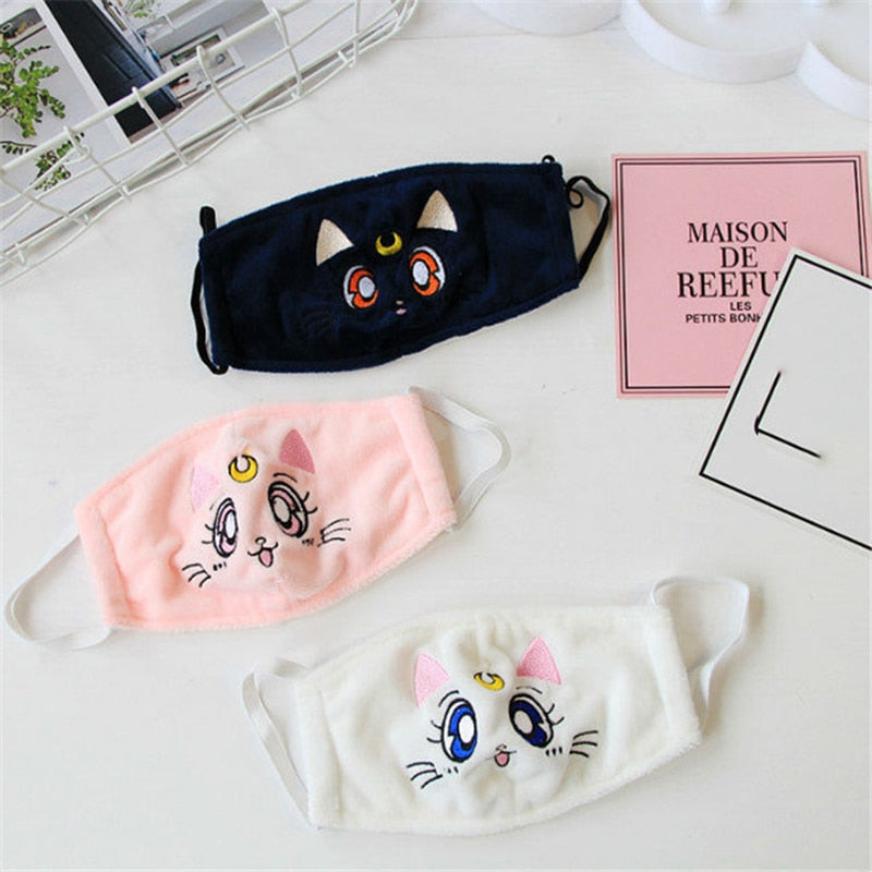 Japanese New Cute Sailor Moon Luna cat Masks Cosplay Props Anime Cartoon Breathable Mask Clothing Accessories For Women Men Gift
