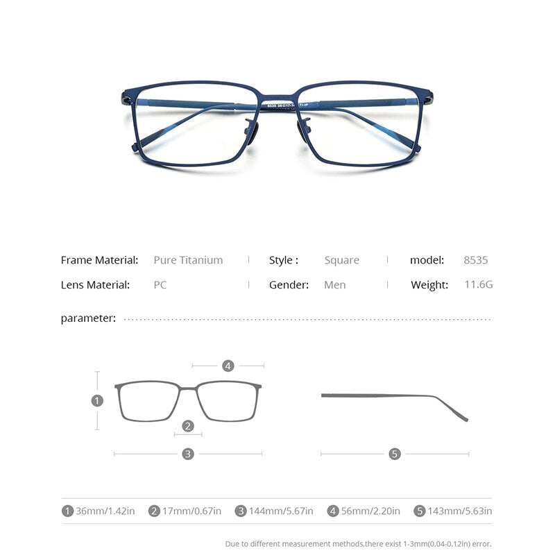 FONEX Pure Titanium Glasses Frame Men Square Eyewear 2020 New Male Classic Optical Myopia Prescription Eyeglasses Frames 8535