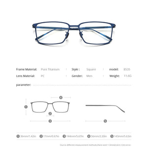 FONEX Pure Titanium Glasses Frame Men Square Eyewear 2020 New Male Classic Optical Myopia Prescription Eyeglasses Frames 8535