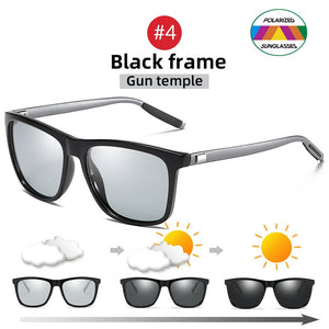 VIVIBEE-lunettes de soleil polarisées | Cadre photochromique, carré classique, caméléon Glaases de Transition, lunettes de soleil à changement de couleur pour hommes