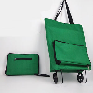 Portable Women Shopping Bag Folding Grocery Shopping Wheel Bag Small Pull Cart Buy Vegetables Food Storage Bag Organizer Tug Bag