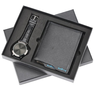 Mens Watches Luxury Minimalist Quartz Wrist Watch Card Holder Wallet Watches Men Gift Set Watches for Dad Husband Boy Friend