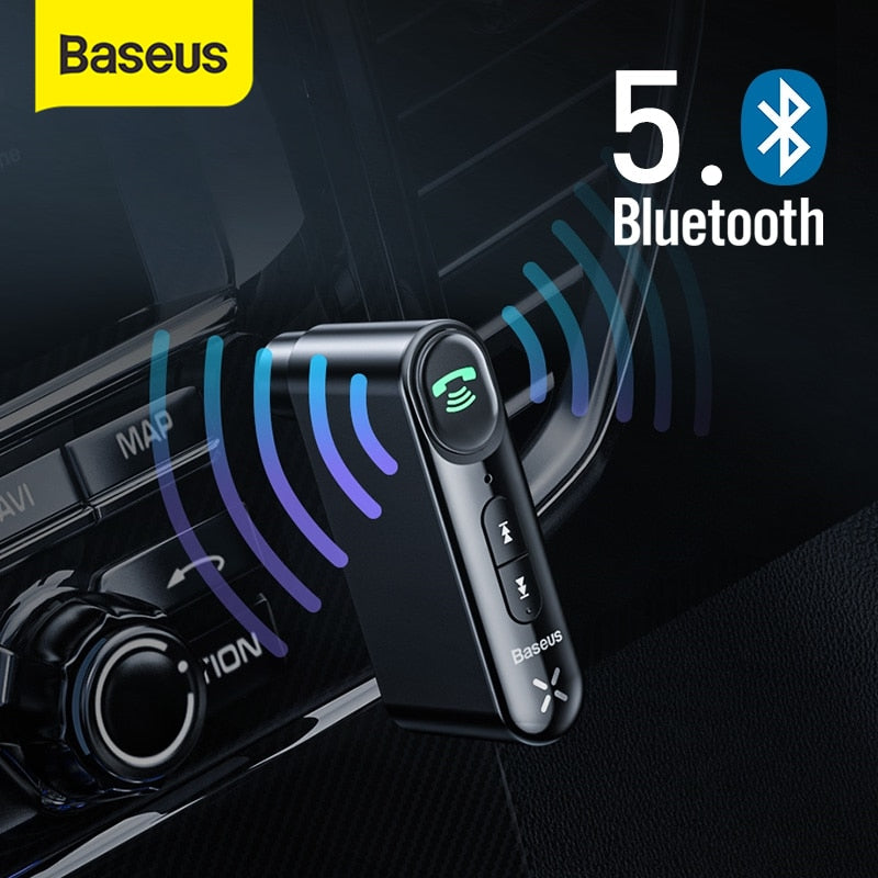Baseus voiture Aux Bluetooth 5.0 adaptateur sans fil 3.5mm récepteur Audio pour Auto Bluetooth Kit mains libres voiture haut-parleur casque