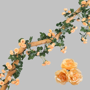 Artificial Flowers Rose 230cm length 16 to 69 flower Flowers for A Wedding Arch Flowers Garland Romantic Rose In Glass Dome