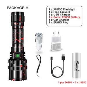 Powerful Flashlight High Power Rechargeable LED Lamp Self Defense Shocker Lantern Bike Light Tactical Torch By 18650 Battery