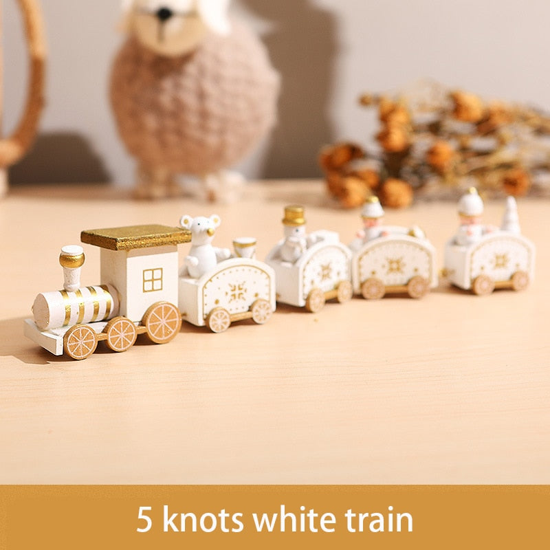 Wooden Christmas Train Ornament Christmas Decoration For Home Santa Claus Gift Toys Crafts Table Deco Navidad Xmas 2021 New Year