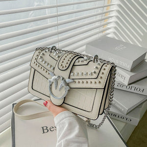 Swallow Sequined Crossbody Bag for Women 2020 New Fashion Rivet Shoulder Chain Bags Lady Purses and Handbags Wallet on Chain Cc