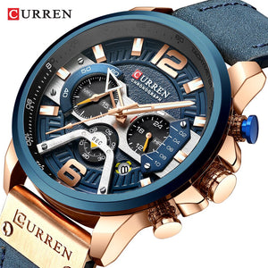 CURREN décontracté Sport montres pour hommes bleu Top marque de luxe militaire en cuir chronographe montre-bracelet homme horloge mode 8329