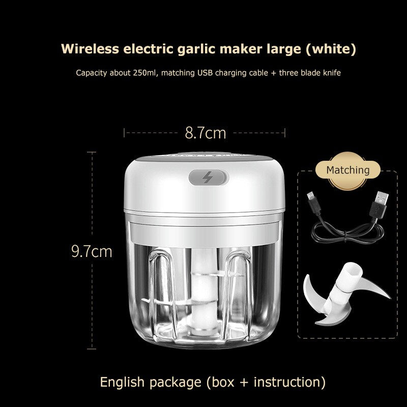 New USB Charge Wireless Electric Meat 3Level Grinder Food Chopper Mini Stainless Electric Kitchen Chopper Meat Grinder Shredder